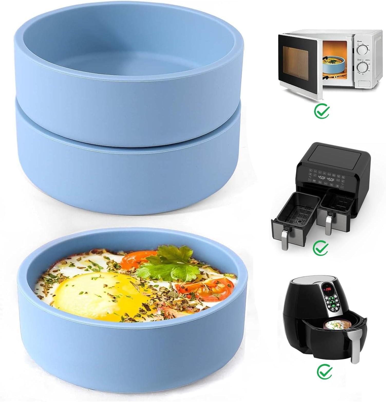 XANGNIER Silicone Air Fryer Egg Mold,3 Pcs Reusable