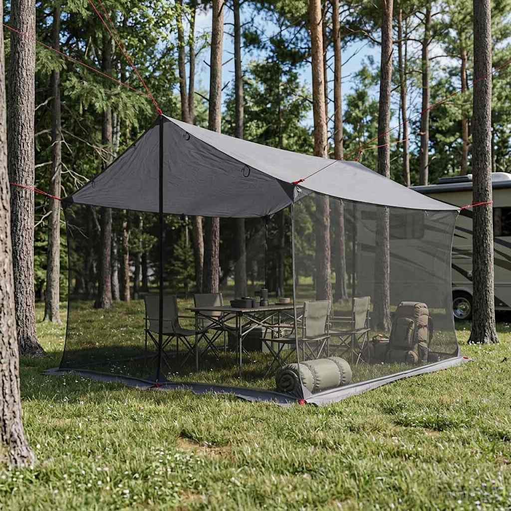 Camping-Tarp mit Netzwänden aus 185T Polyester PU, 340 x 260 x 220 cm für Camping, Wanderung, Festival, Strand, wasserdicht und UVschutz, mit Moskitonetz
