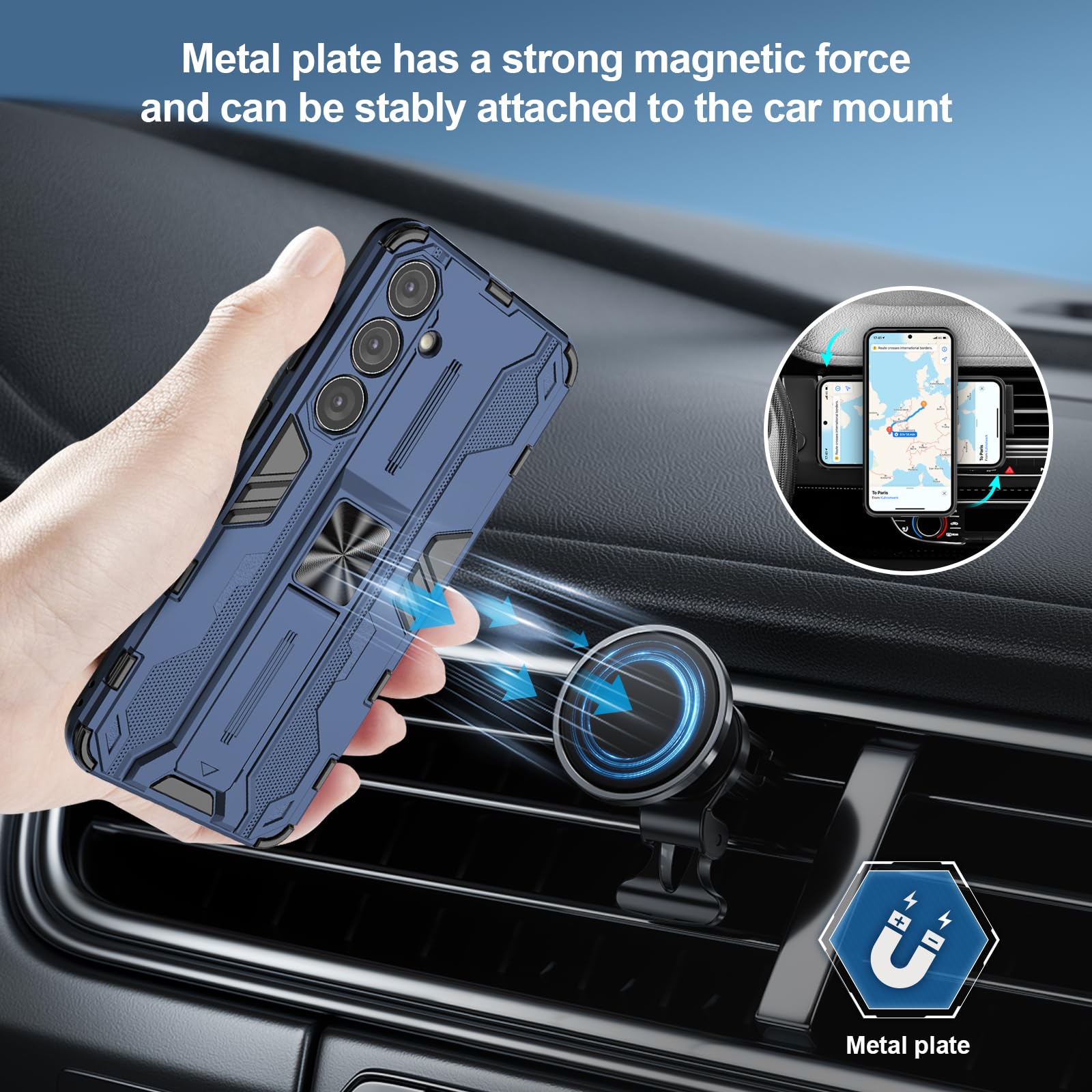 Funda para CMF Phone 2 Pro, Carcasa Antigolpes con Soporte anular metálico, Case Protectora de Grado Militar, Negro — view 1607