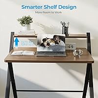 Vista 5 de GreenForest No Assembly Folding Desk, 2-Tier Compact Computer Desk with Shelf, Space Saving Foldable Table for Home Office, Dorm or Apartment