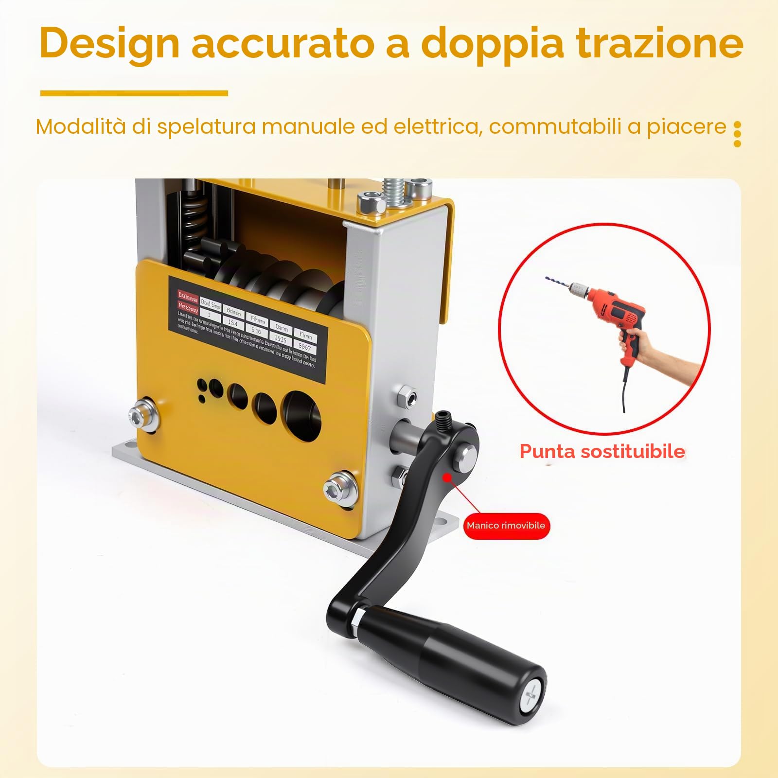 Macchina Spelafili, Spelafili A 6 Fori 3-17 Mm, Manuale/Elettrica | con Manico e Lama di Ricambio, Strumento Spelacavi Manuale Portatile, per Riciclaggio di Rottami di Rame