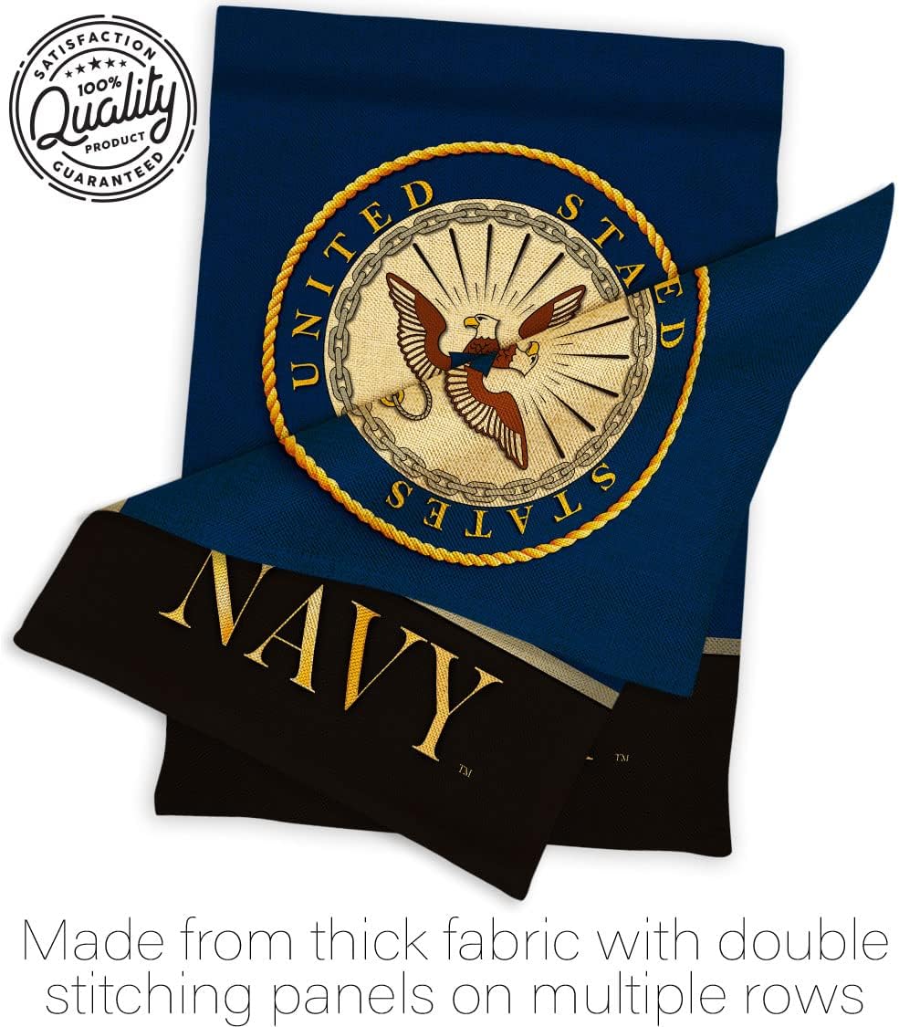 US MILITARY United State of Navy Burlap House Flag Armed Forces USN Seabee American Military Veteran Retire Official Decoration Banner Small Garden Yard Gift Double-Sided, Made in USA