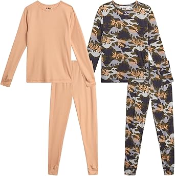 Pajamas Set - 4 Piece Cozy Fit Long Sleeve Sleepwear Tops and Pants Toddler Kids Pajamas Set Sizes 2T-12