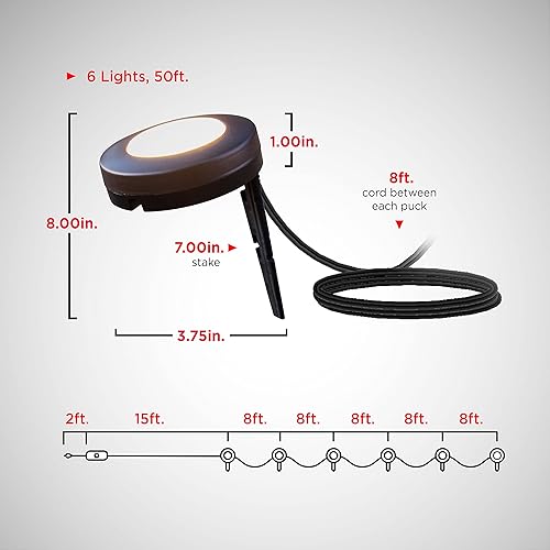 Vista 2 de UltraPro 60769 - Luces LED de paisaje, cambio de color, grande, 6 discos, 48 pies, iluminación exterior, patio, terraza, balcón, jardín, pasarela