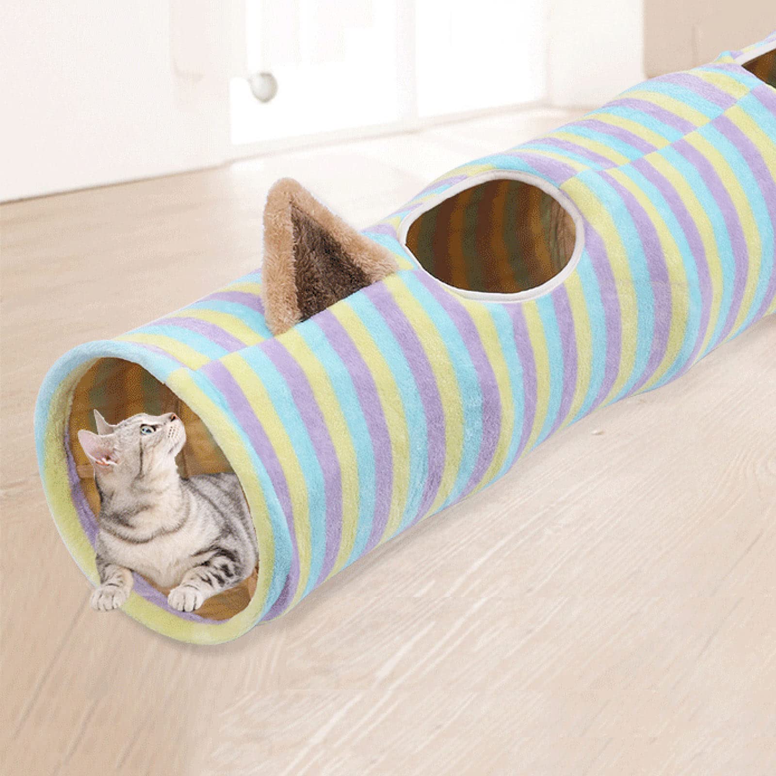 Tunnel per Gatti Casa a Scomparsa per Animali Domestici Nascondiglio Caldo Tubo Tenda da Gioco Letto per Gattini Palle Giocattolo interattive Case per Letti per Gatti all ' Aperto