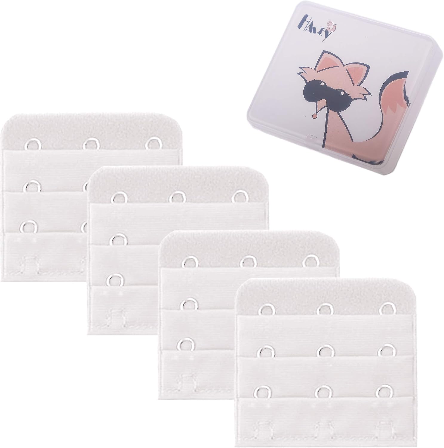 Haley Party Bra Extenders 3-4 Hook Bra Strap Extender for Plus Size Bra Extensions (4 PCS-Pack)