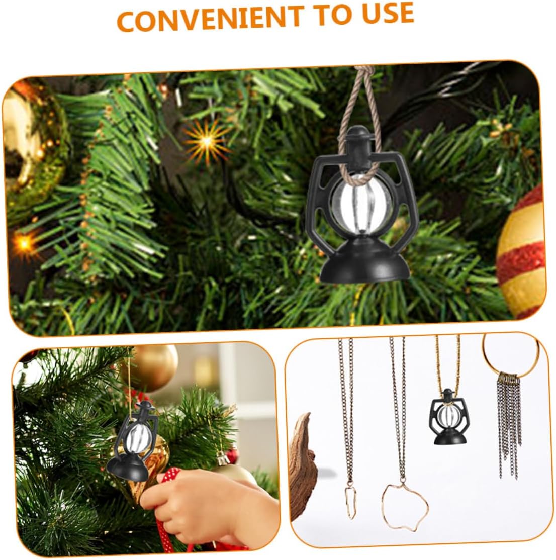 120pcs Vintage Oil Lamp Pendants Rustic Christmas Tree Ornaments for Holiday Decor for Xmas Parties and Decorations