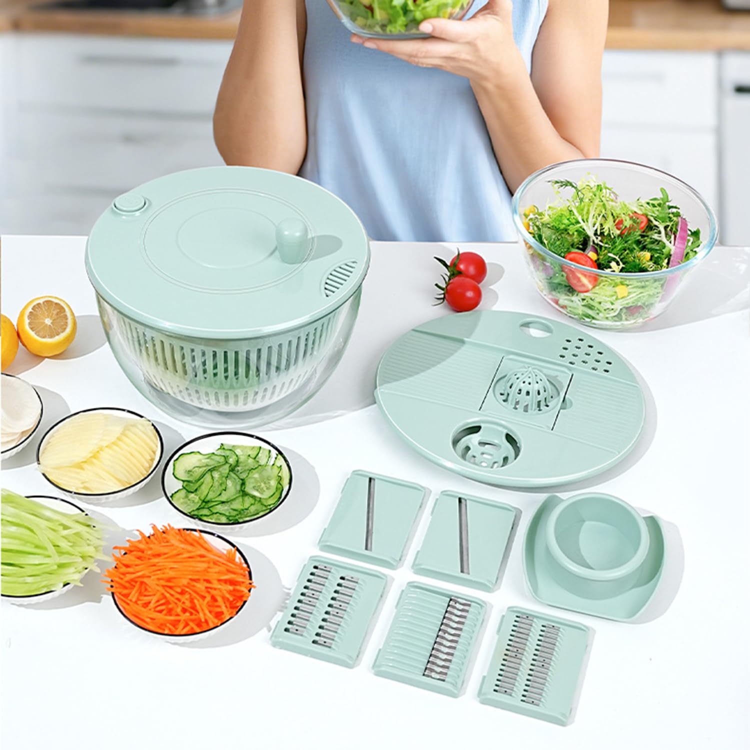 ZATAO サラダスピナー スライサー 多機能野菜カッター 1 台 12 役 6…