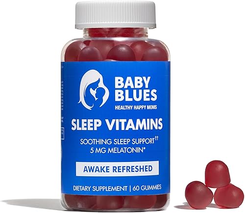 Baby Blues Vitaminas para dormir para mamás - Gomitas con sabor a melatonina y fresa de 5 mg