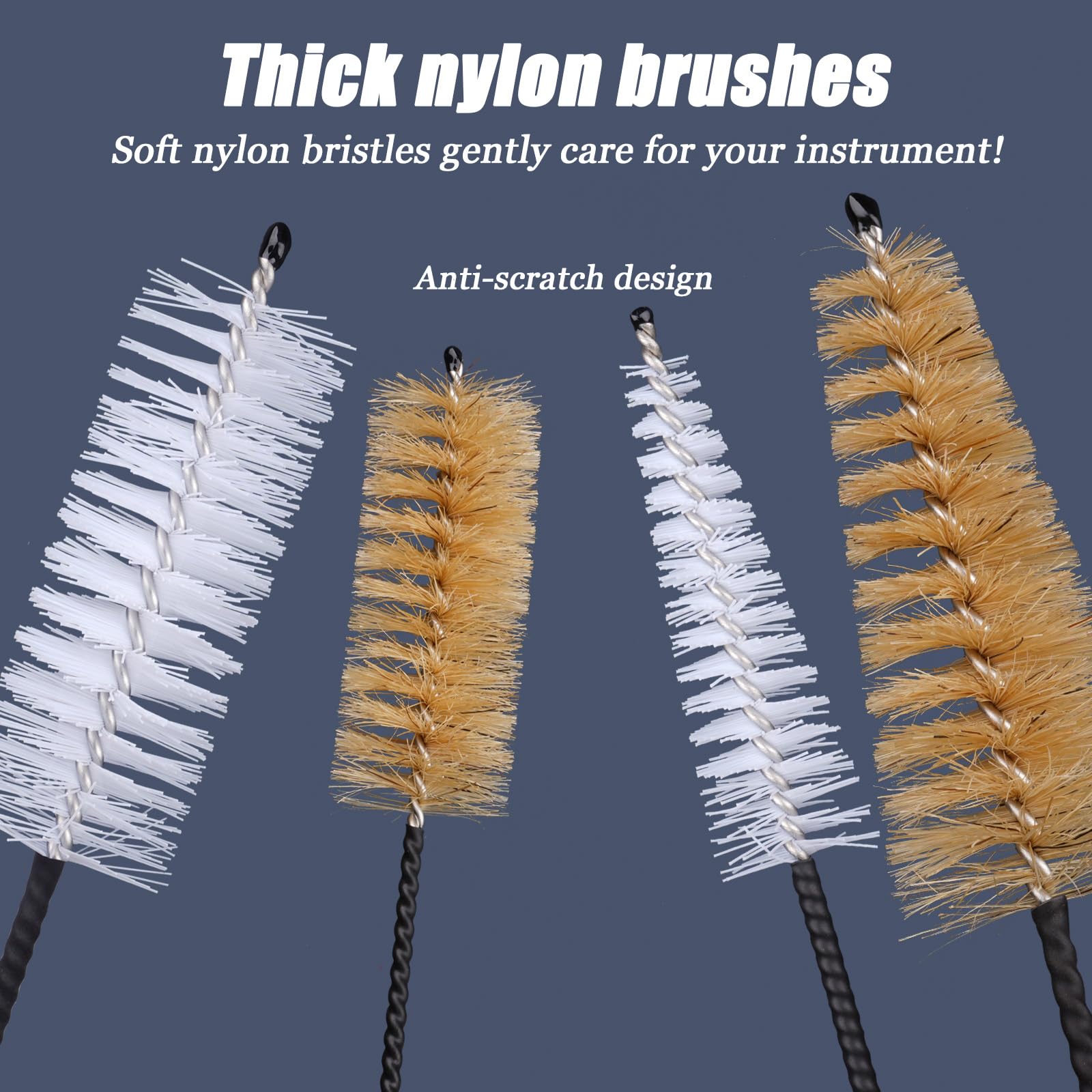 Trumpet Cleaning Kit Clean Pipe Brush Nylon, Canister Filter, Flexible Stainless Steel, Plus Convenient Brush Tubes, Straws - Image 4