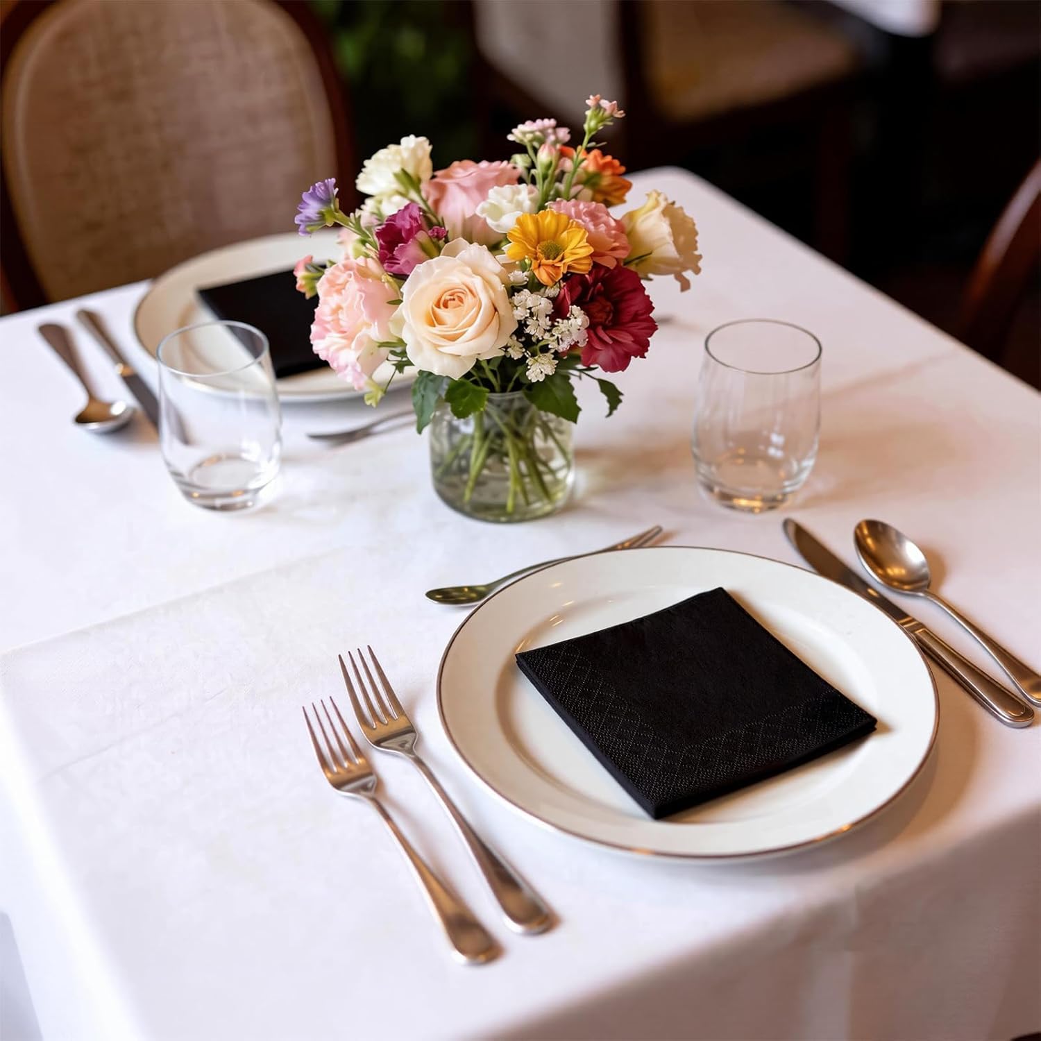 Black Cocktail Napkins - 800 Count Disposable Paper Napkins, 2-Ply 4.5 x 4.5 Inch Beverage Napkins Bulk for Dinner Wedding Bar Party and Everyday Use