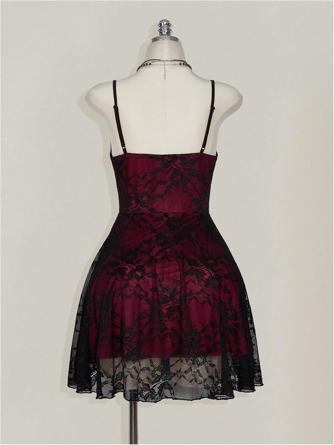 Women's Plus Size Y2k Floral Gothic Dress Mesh Lace Goth A Line Mini Dresses Grunge Ruched Short Cami Sundress - Image 4