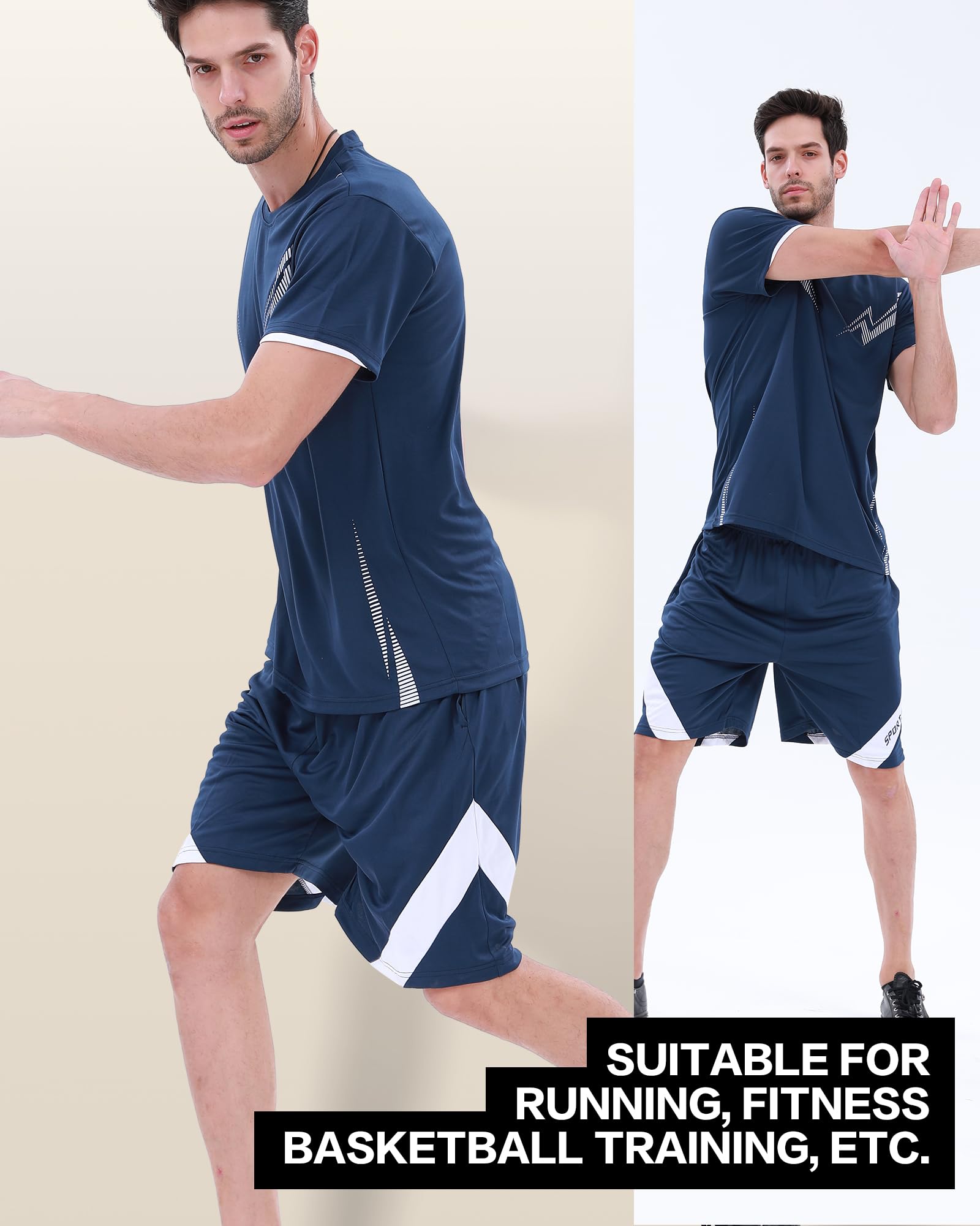 BOOMCOOL Camicie da allenamento da uomo per palestra da uomo, set di 6 camicie e pantaloncini