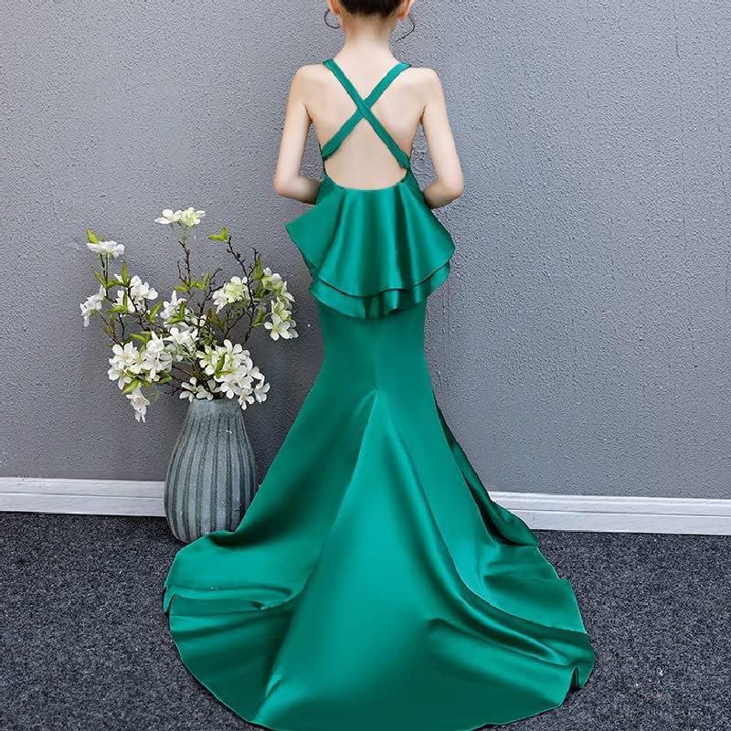 Miniatura 5 de LEPSJGC - Vestidos para niñas, disfraz de fiesta, vestido largo verde sirena, ropa formal de graduación (color verde, talla 4T)