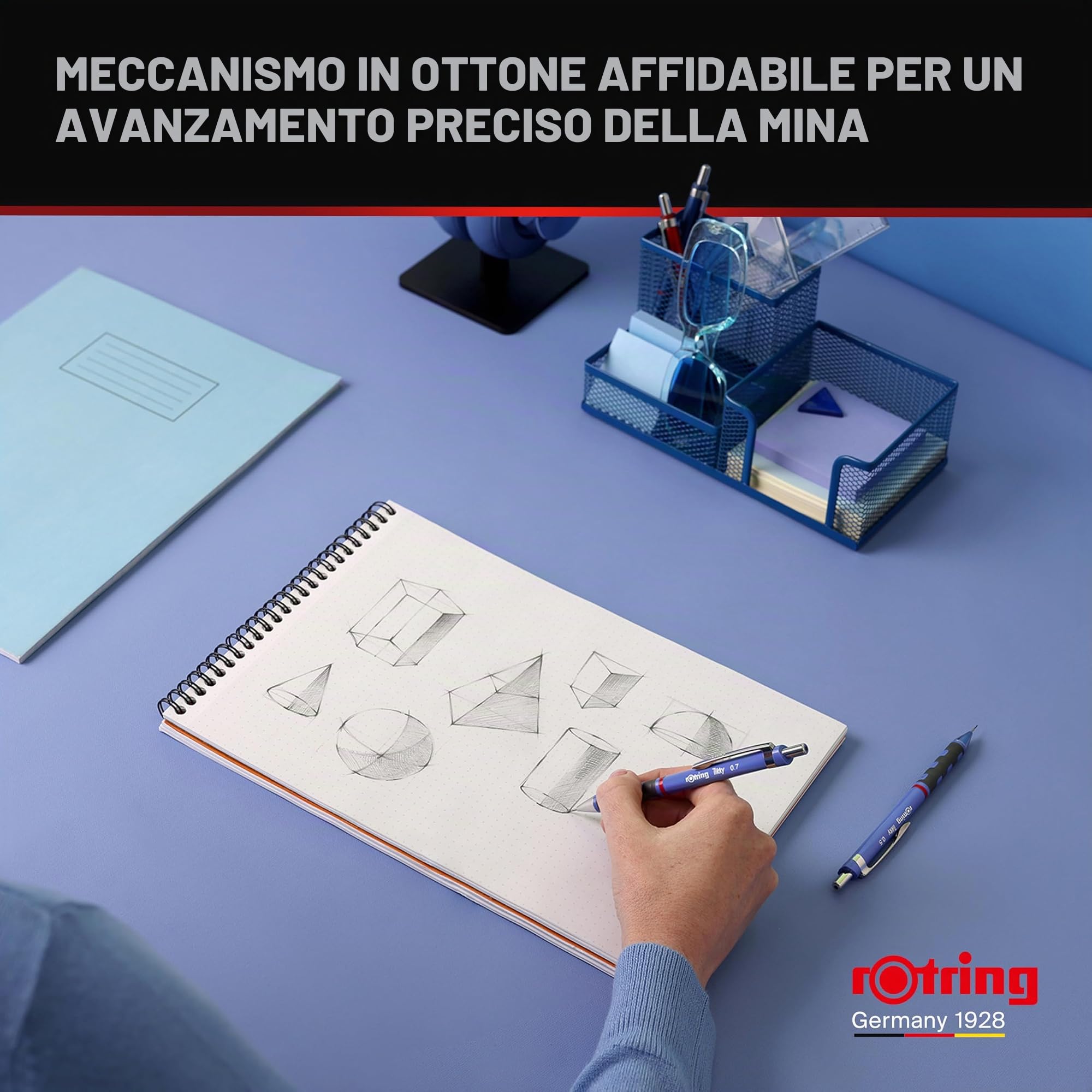 rOtring Tikky Matita meccanica | 0,7 mm HB | Fusto calendula (arancia) | Leggera con impugnatura in gomma | 12 pezzi