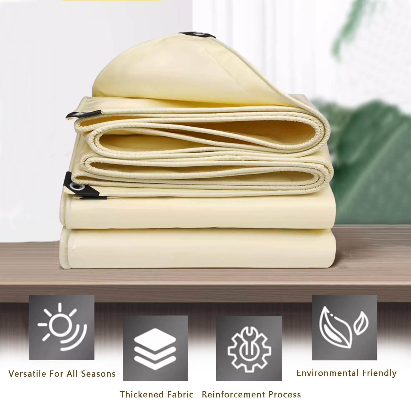 Telo di Tela Cerata Resistente Telo di Tela Impermeabile al 100%, Telo di Copertura Beige 2m x 2m Telo di Fondo 3m x 4m Tenda Pieghevole Antipioggia con Occhielli robusti (Size : 1.5x4m)