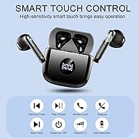 Vista 6 de Auriculares inalámbricos, auriculares Bluetooth 5.3, auriculares estéreo de graves profundos con micrófono HD, auriculares inalámbricos en la oreja