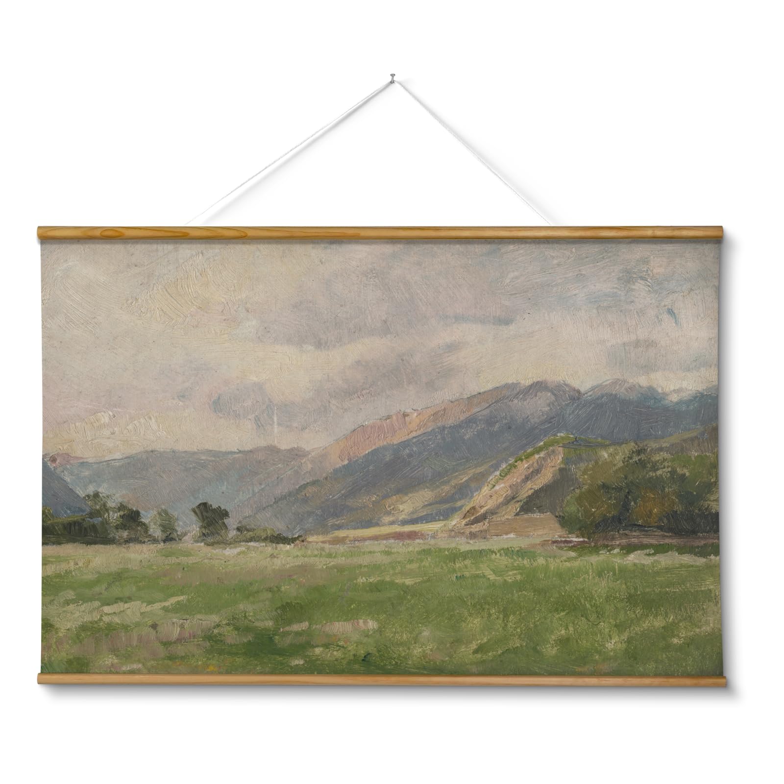 - ARPEOTCY Extra Large Vintage Framed Wall Art, 36x54 Inch Field & Mountain Landscape Hanging Framed Canvas Print Art for Living Room Bedroom, Farmhouse Above Bed Wall Decor