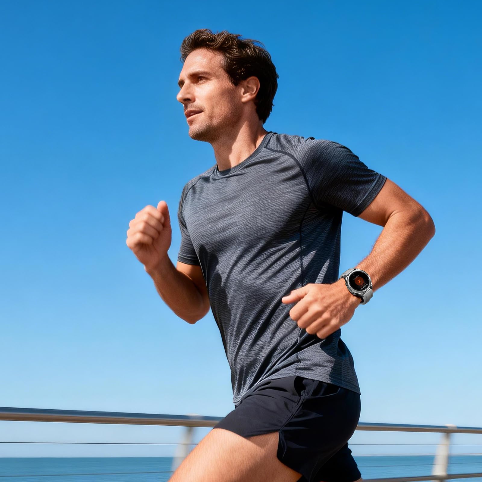 Anywise W1 Lite Montre Connectée Homme,1.43''AMOLED Smartwatch avec Appel Bluetooth, 5ATM Fitness Tracker,170+ Modes Sport,12 Jours Autonomie/Heart Rate/SpO2/Sleep Monitor