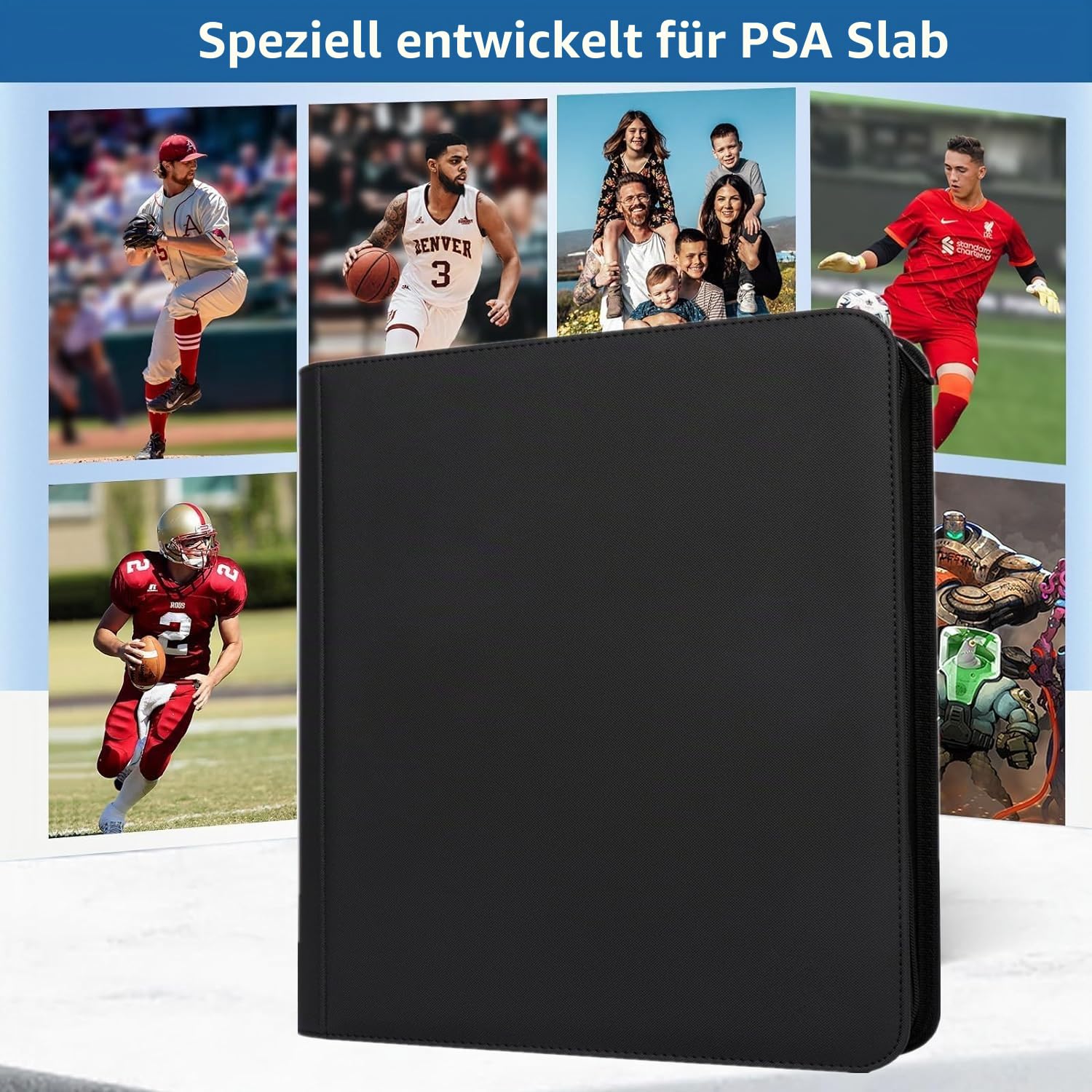 60 Taschen Graded Card Binder, Toploading PSA Slab Holder Album, PU Leather Graded Card Storage Binder, Premium 6 Pocket PSA Card Binder Album with Sleeves (Black)