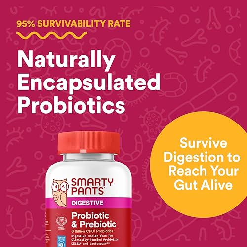Miniatura 6 de SmartyPants Gomitas probióticas y prebióticas para adultos para la salud digestiva suplemento de salud intestinal de 6 mil millones de UFC,