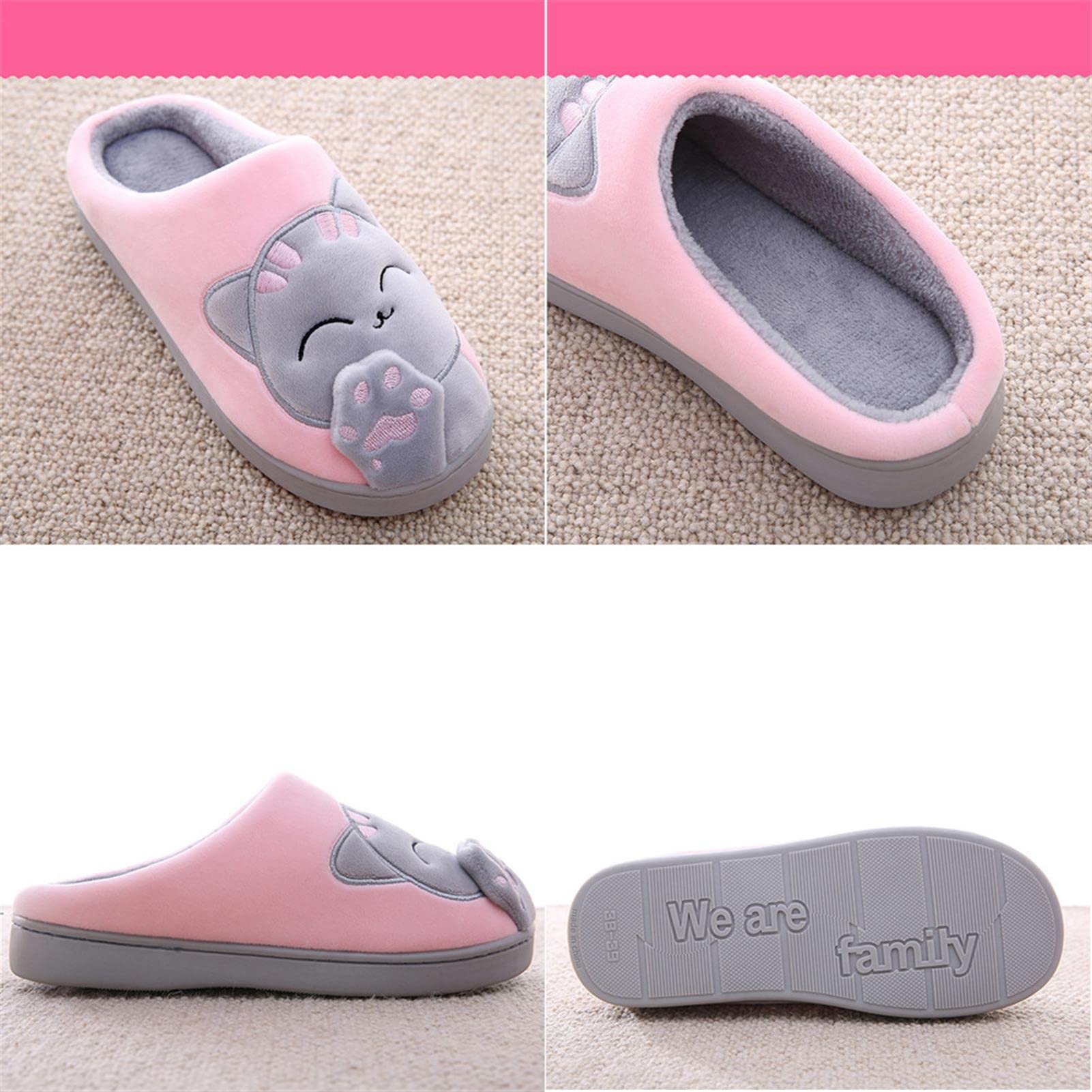 Zapatillas Casa Mujer Con Forro De Felpa Y Suela Dura - Cómodas/Blanditas/Mulliditas Y Calentitas, Unisex-Adulto (pink2 43/44 EU)