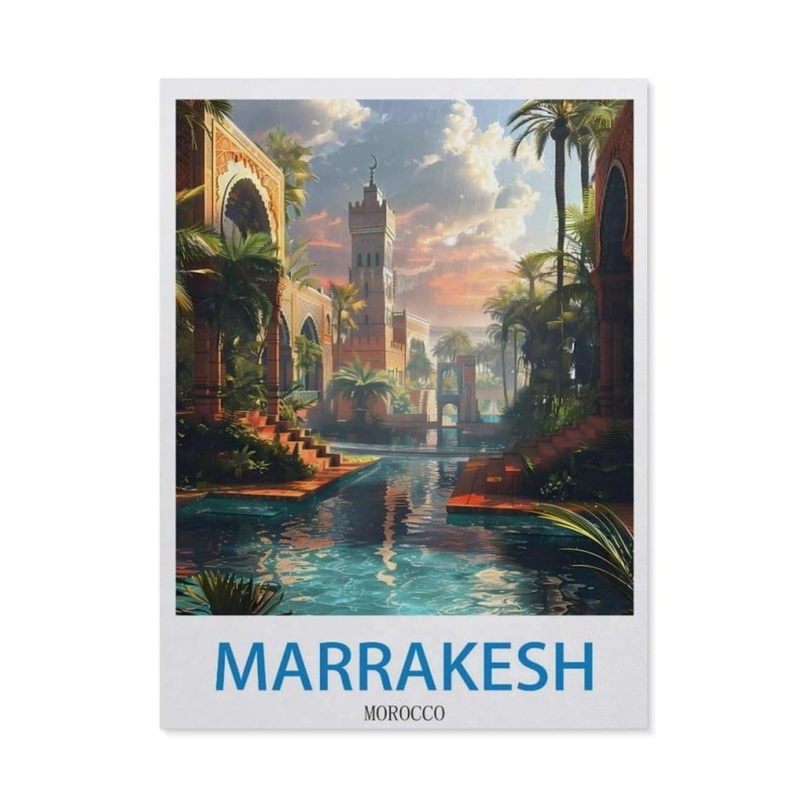 Metal Sign Tin Sign，Marrakesh Morocco，Metal Signs Office Personalised Sign Vintage Metal Sign Home Wall Room Decoration(30x40cm）12x16 inch-EC38
