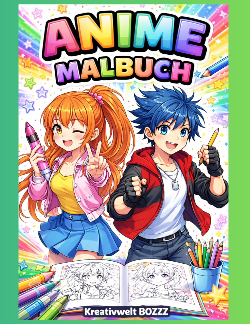 Anime Malbuch für Kinder ab 9 Magische Helden, Drachen & Abenteuer zum Ausmalen: Fantastische Anime-Figuren, süße Kreaturen und spannende Szenen – kreativer Malspaß für Jungen & Mädchen