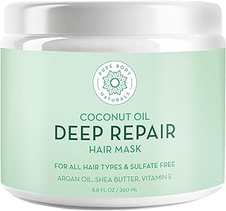 Coconut Oil Hair Mask, Deep Conditioning Hair Treatment for Dry Damaged and Color Treated Hair, Sulfate Free Hair Conditio...