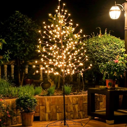 Sakura - Luces de árbol bonsái de 6.5 pies, funciona con enchufe, 208 luces LED artificiales para dormitorio, decoración del hogar, habitación,