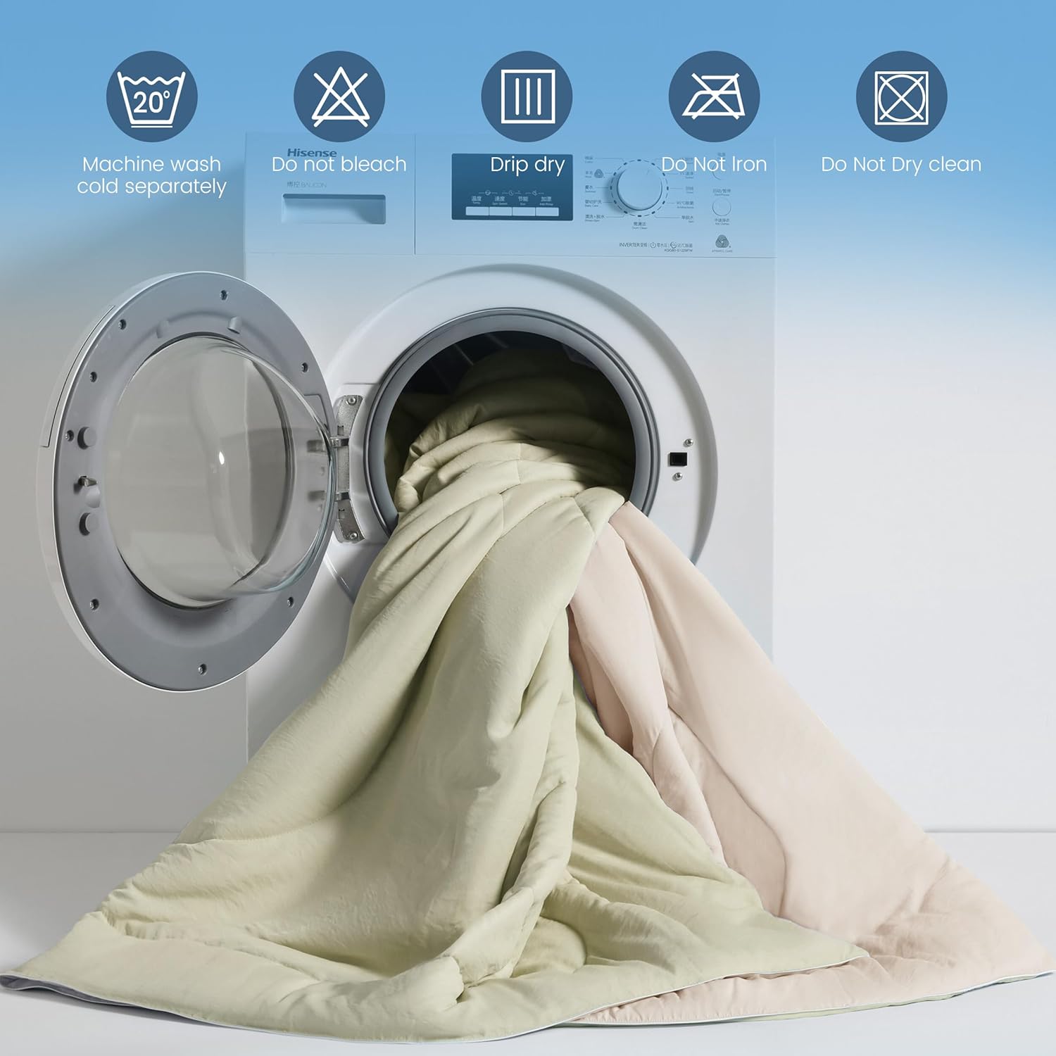 SNOWMAN Cooling Comforter King Size Double-Sided, Soft Cooling Blanket for Hot Sleepers, Cold Touch Fabric Summer Quilt, Lightweight Q-Max>0.4 Silk Smooth (Yellow Green/Cream, 106"x90") - Image 7