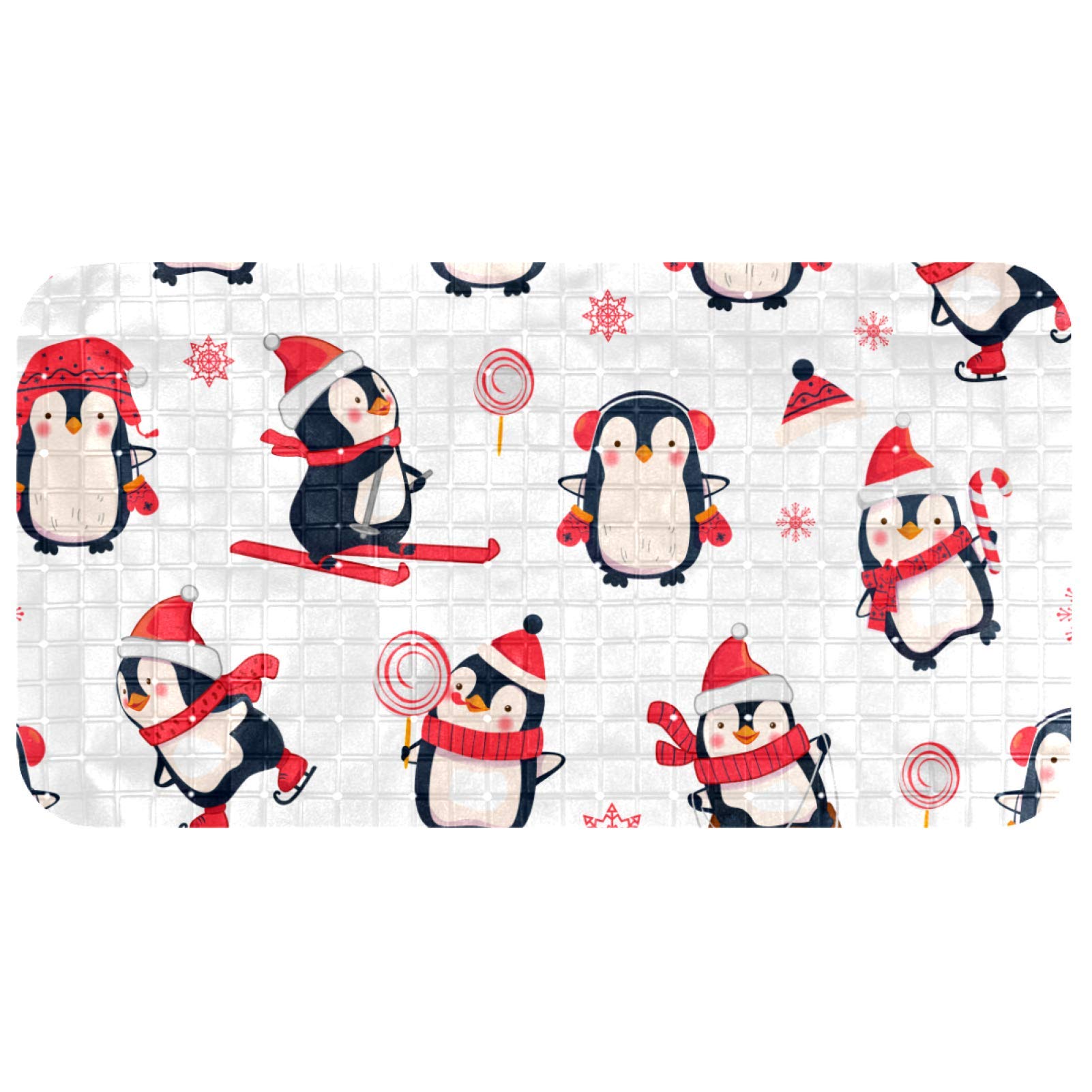 Alfombrilla de ducha suave para bañera infantil con divertido pingüino de invierno