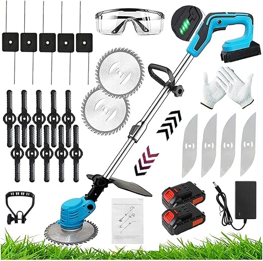 Cordless Metal Blade Strimmer, Electric with Blade Grass Trimmer with