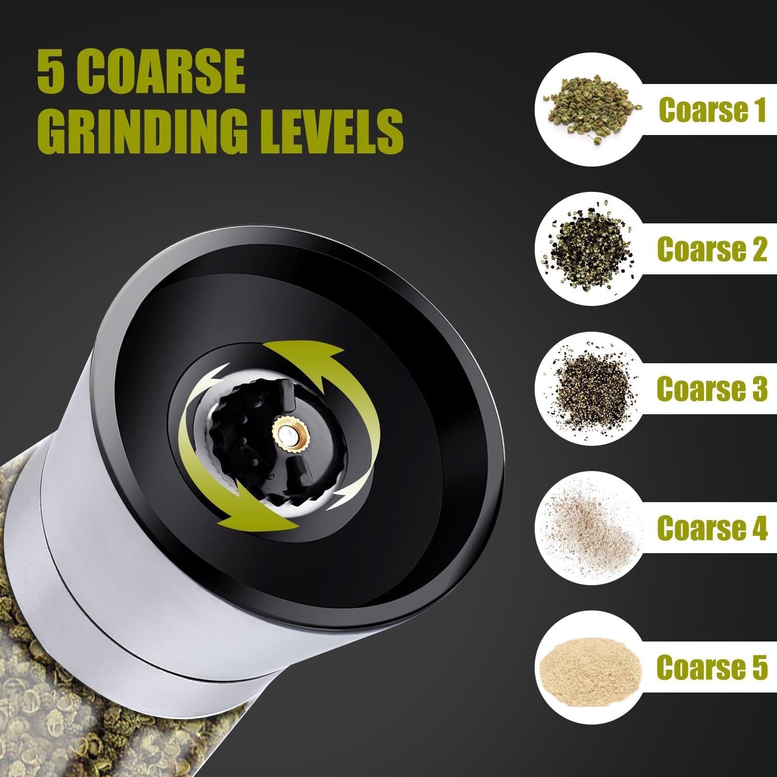 Gucass 2 Pieces Pepper Mill Salt Mill Set, Spice Mills with Adjustable Ceramic Grinder, Manual Salt and Pepper Mill Set, Also as Chili Mill, 200 ml Salt and Pepper Grinder for Various Spices — Amazon image 4