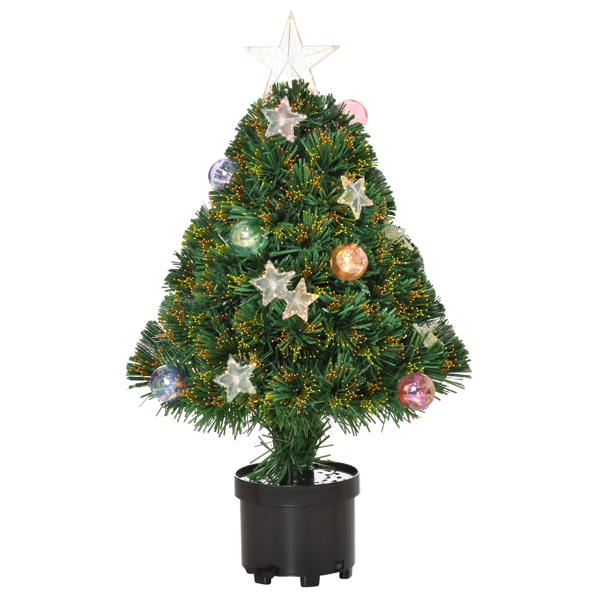 HOMCOM 2FT Artificial Fibre Optic Christmas Xmas Tree Lights Mini Decoration in Green