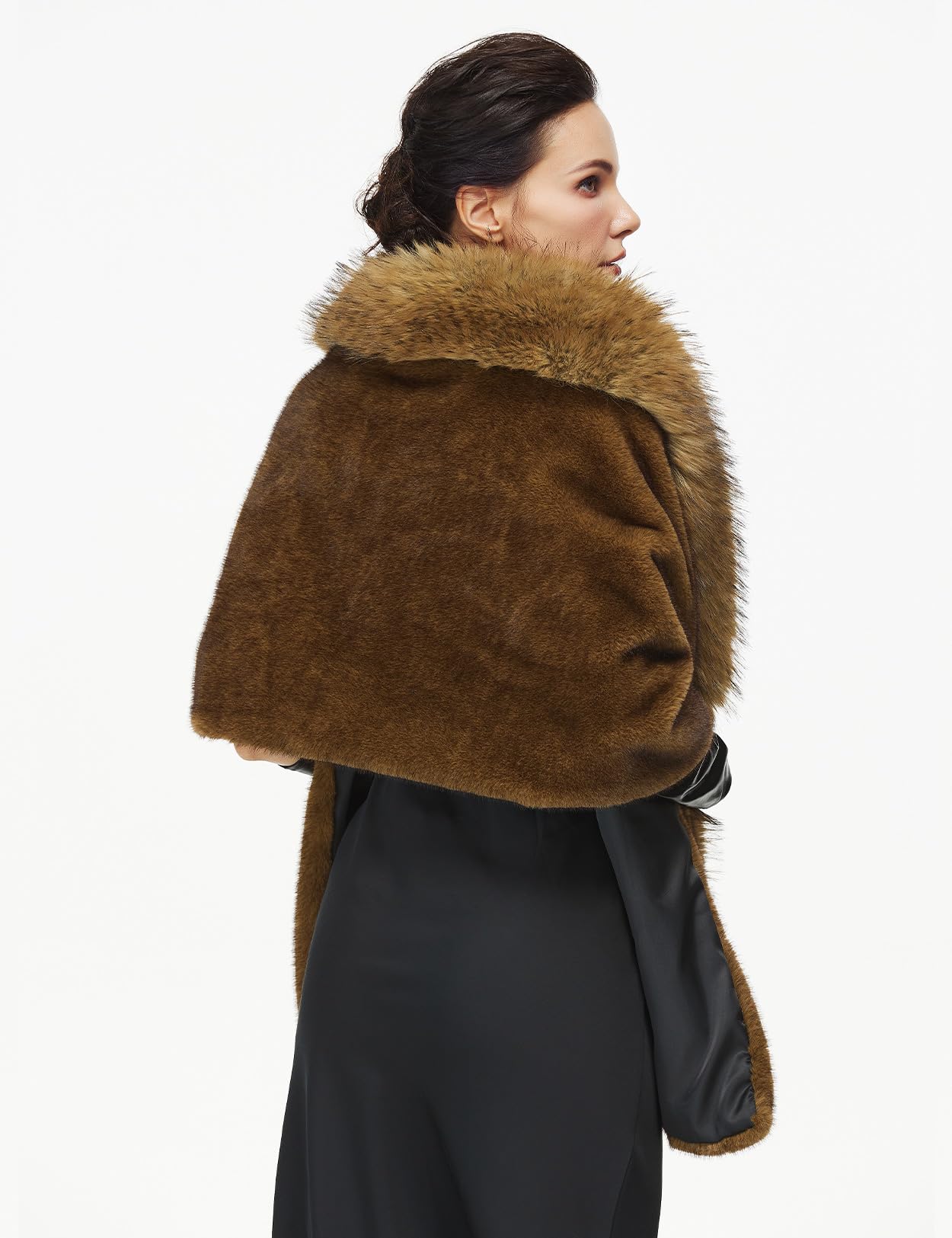 BEAUTELICATE Chal de Piel Sintética con Ribete de Piel de Zorro Sintética Poncho Estola de Pelo Mujer Cardigan para Boda Fiesta Invierno