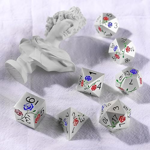 Miniatura 3 de DND - Juego de dados de metal, juego de dados poliédricos, juego de dados D&D de color rosa, perfecto en caja de metal de regalo para juegos de rol