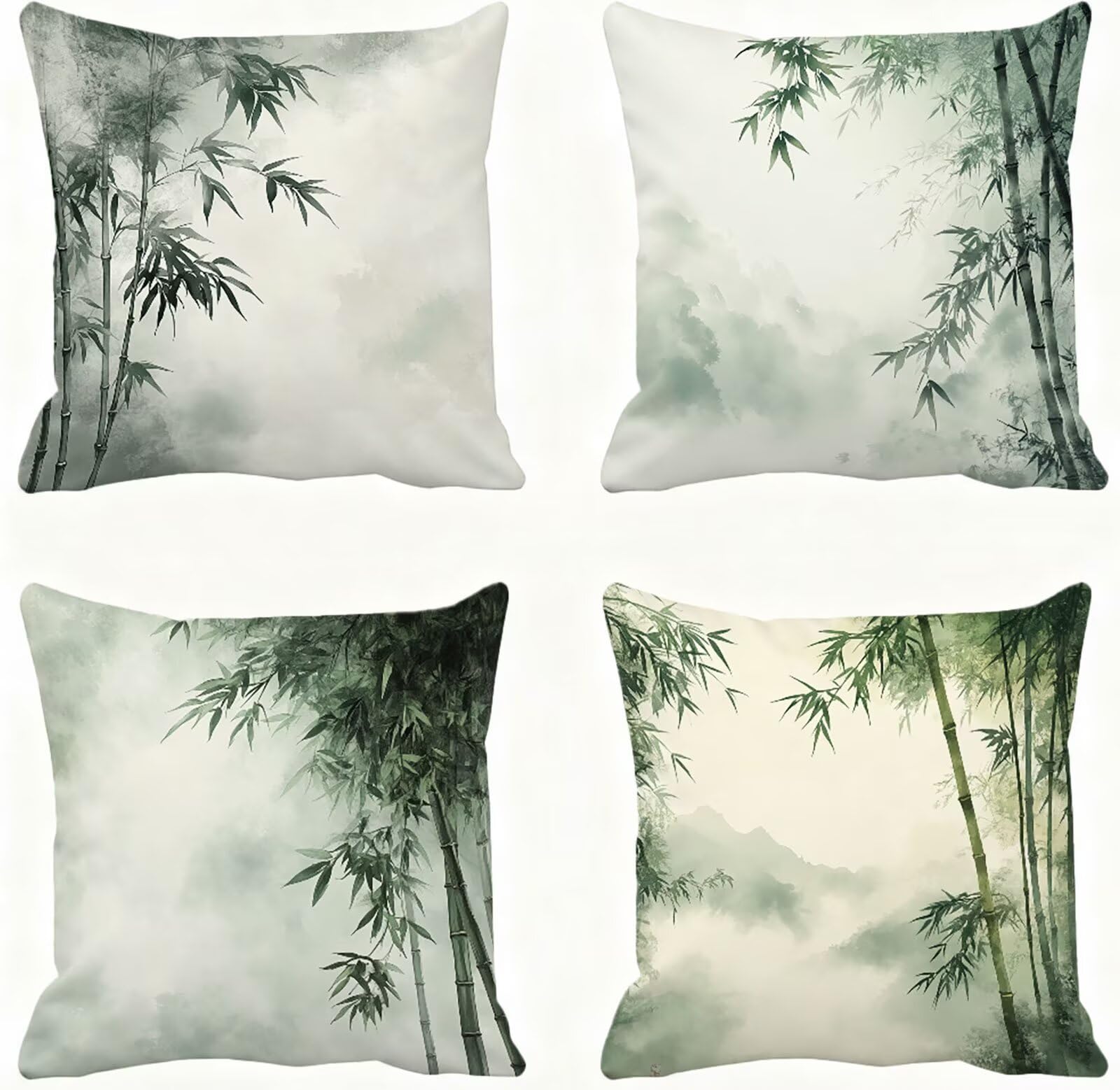 Taie oreiller 45x45 bambou lot de 4 vert doux pour un salon automnal cosy