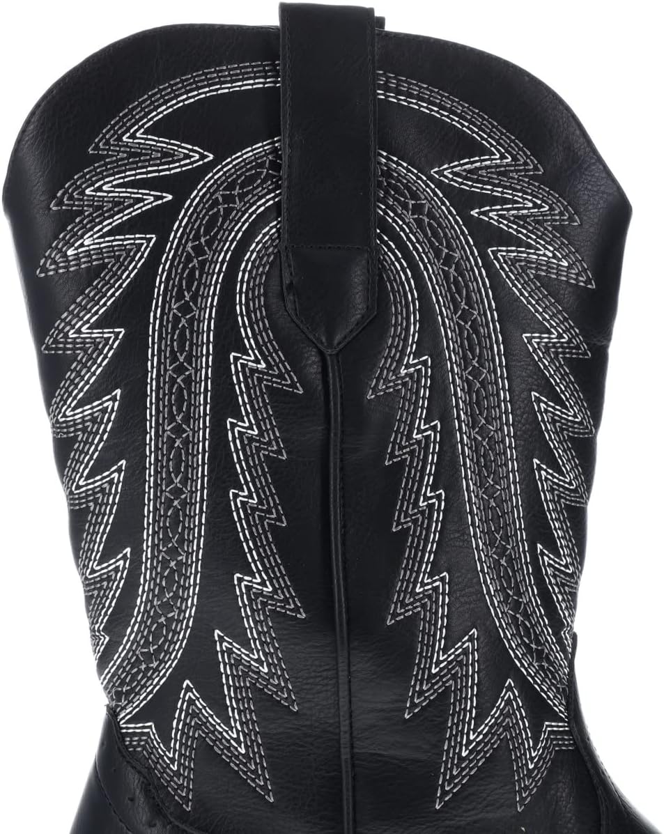 Searchers SC200917BKL Black Cowboy Boots for Men Square Toe Embroidered Western Boot Size Large, 10/11 - Image 4