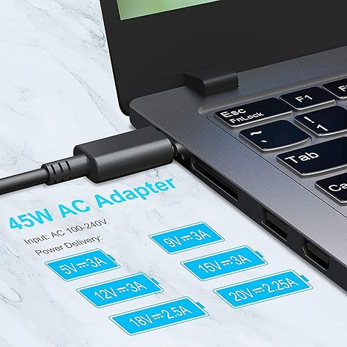 Miniatura 3 de NBAT - Cargador USB tipo C de 45 W para Lenovo ThinkPad T480 T480s T580 T580s E480 E580 L480 L580 X280 Yoga C940 C740 S730 720S 730 720-13IKB