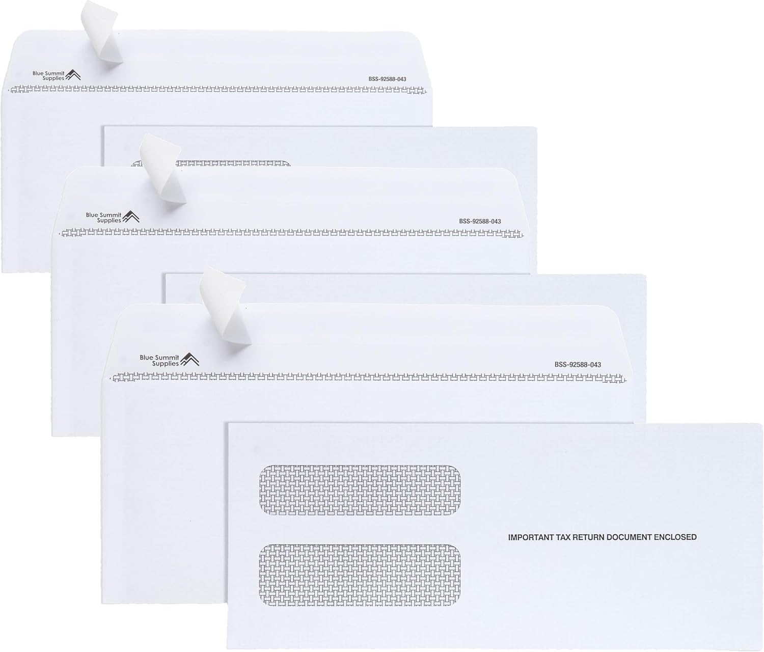 Blue Summit 50 1099 NEC Envelopes 2025 Self Seal, Fits 3 UP 1099 NEC Tax Forms, 3 13/16’’ x 8 7/8’’, Peel and Seal, 50 1099 Envelopes (Pack of 3)