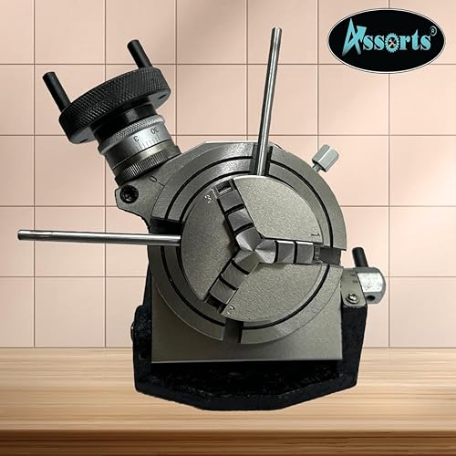 Miniatura 9 de Mesa giratoria de precisión de 4 " 100 mm de inclinación para fresado con portabrocas pequeñas, placa trasera y tuercas en T de fijación, máquinas
