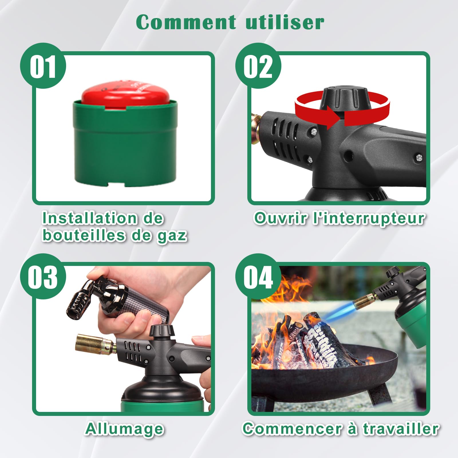 Lampe à Souder Multi-usages, 1200°C, pour la brasure, Bouteille de gaz de 190g comme carburant (Non inclus), Léger et pratique, Opération simple
