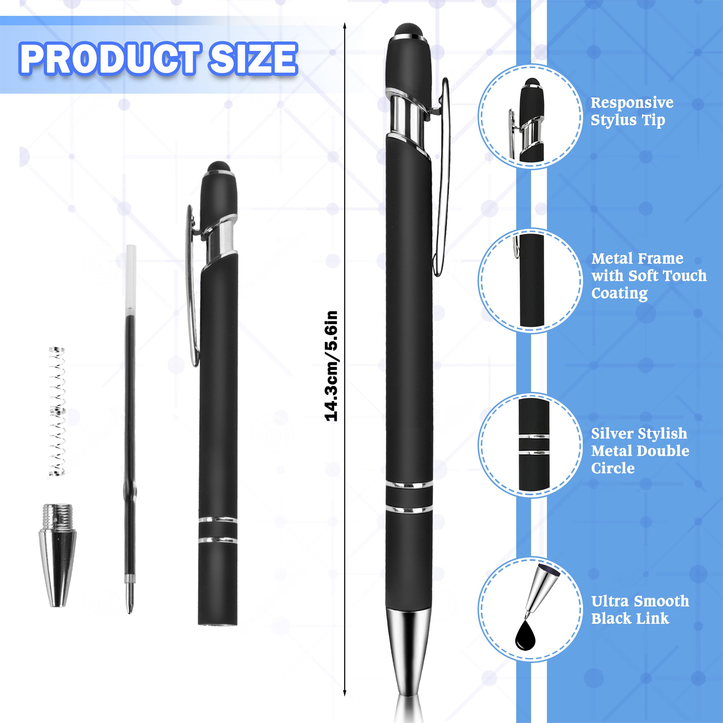 12 Stück Capacitive Touch Screen Kugelschreiber – 2-in-1 Stylus & Kugelschreiber, 12 Farben