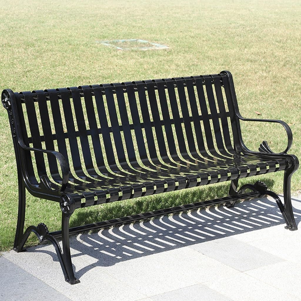 Panca da Giardino Sedie da Parco Panchine da Esterno Sedie da Giardino in Ferro for quartiere for Il Tempo Libero Doppi posti Panchine da Parco for Esterni Plaza Arredo per Veranda(B,180CM)