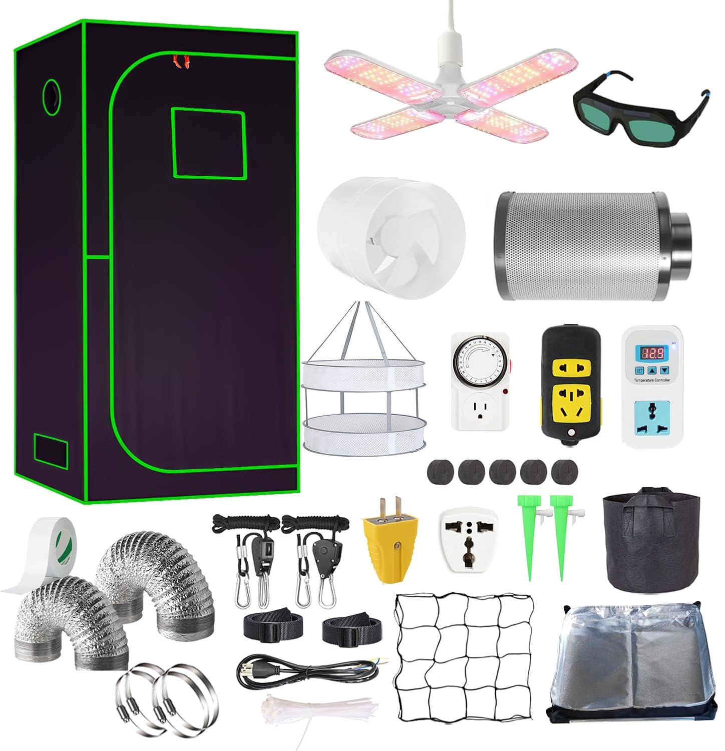 2x2ft Grow Tent Kit Complete High Reflective Mylar Indoor Grow Tent LED Grow Light Combo Hydroponics Indoor Plant