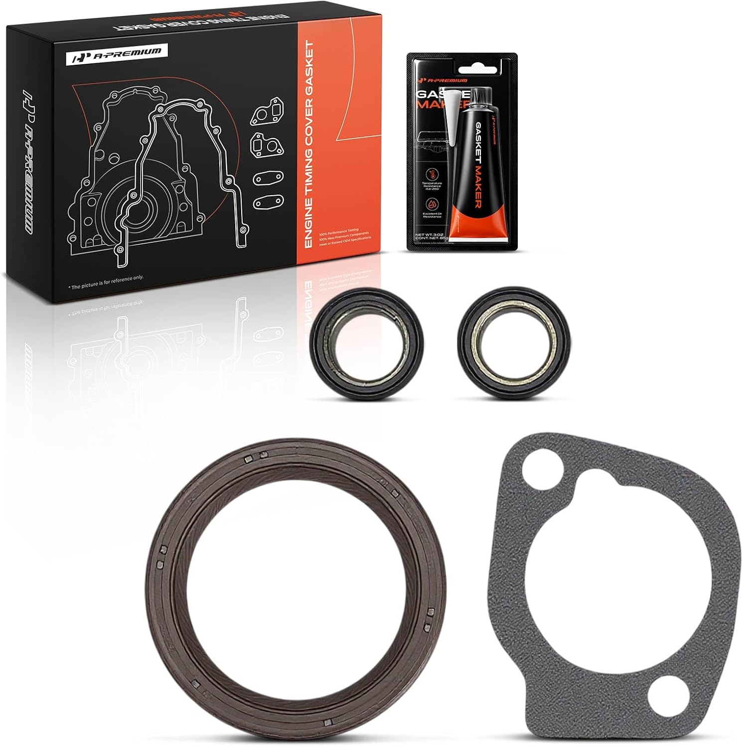 A-Premium Engine Timing Cover Gasket Set Compatible with Nissan Sentra 1989-1999, 200SX 1995-1998, NX 1991-1993, Pulsar NX 1989-1990, 1.6L