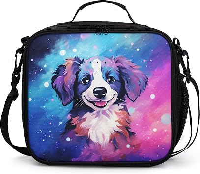 Kawani Doodle Dog Pattern Lunch Bag Animal Cute Dog Lunch Boxes for Women/Man Office Work Travel, School, Work, Picnic, Durable Reusable Insulated Large Lunch Tote Bag with Adjustable Shoulder Strap