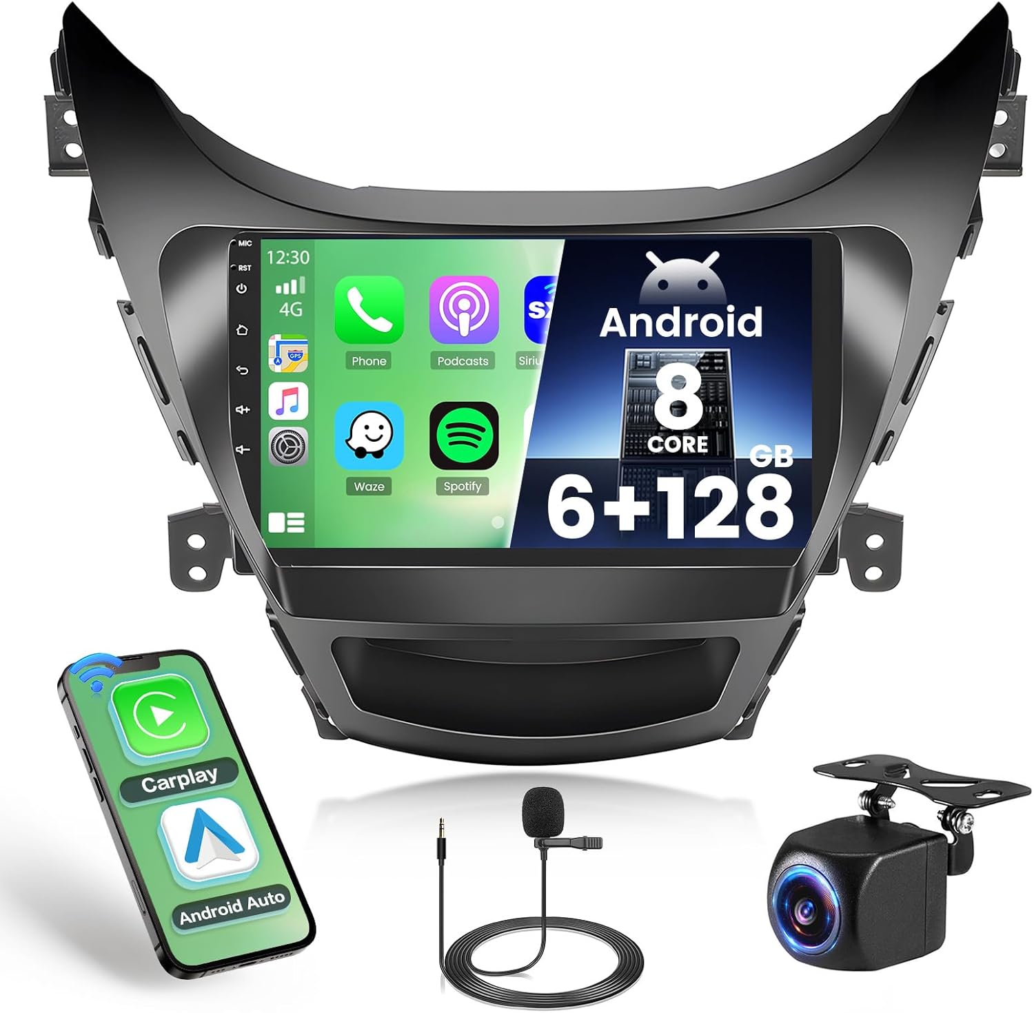 [8Core 6+128G] Android 15 Car Stereo for 2011-2013 Hyundai Elantra Radio, Hikity 9 Inch IPS Touchscreen Radio Wireless Apple Carplay Android Auto, Bluetooth GPS WiFi 32EQ/DSP/FM SWC Backup Cam