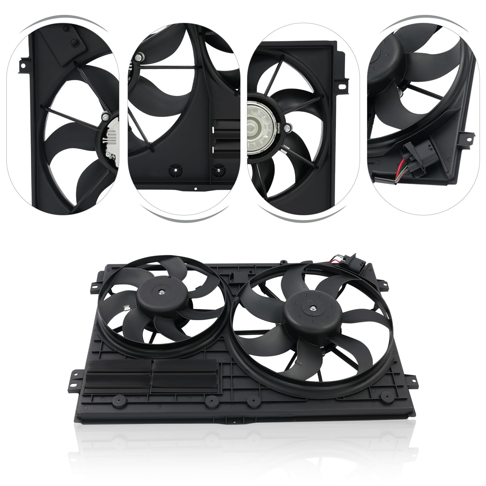 Ventola di raffreddamento 12 V 230 W a doppio ventilatore, motore in rame puro, ventola di ricambio diretta completa per Audi A3 VW Golf Jetta Passat Touran Skoda